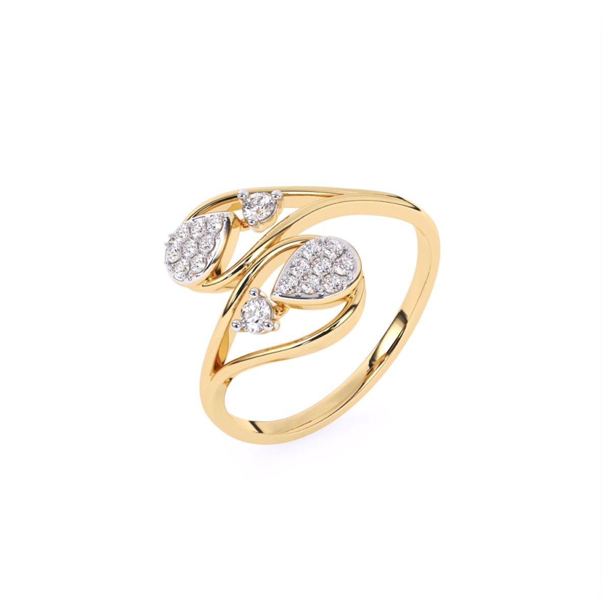 Pear Style Round Lab Grown Diamond Engagement Ring